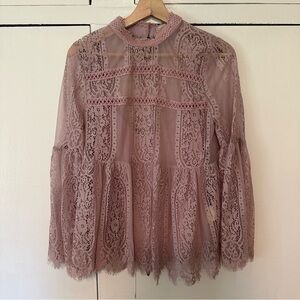 Altar'd State Purple Lace Long sleeve Top